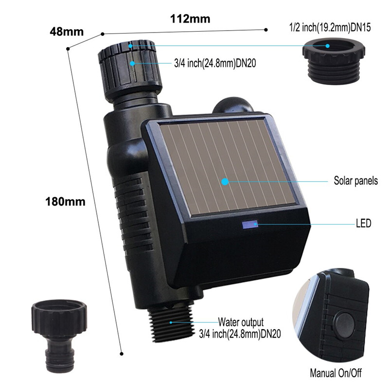 Ev bahçesi yağmurlama sistemi için Zigbee Güneş enerjili yağmurlama zamanlayıcısı02 (2)